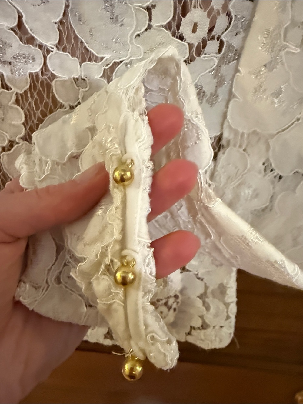 Wayf Cream Floral Lace Long-Sleeve Blouse - Picture 2 of 3